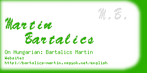 martin bartalics business card